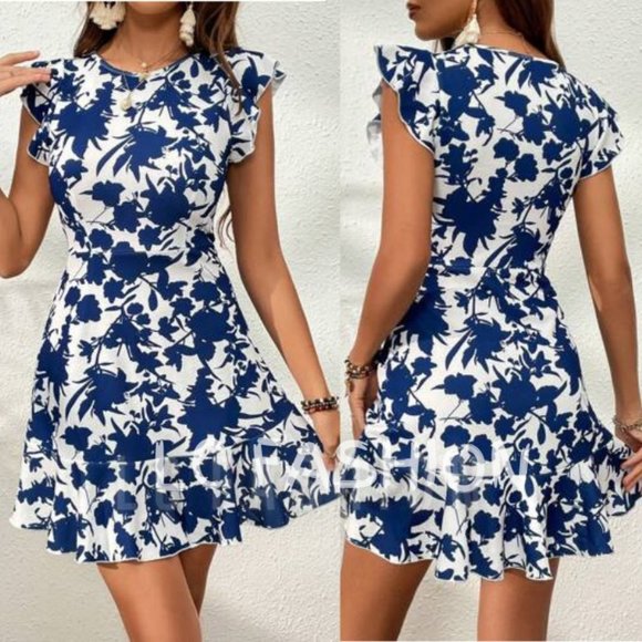 LC FASHION Dresses & Skirts - Floral Print Ruffle Trim Dress, Summer dress, Boho dress